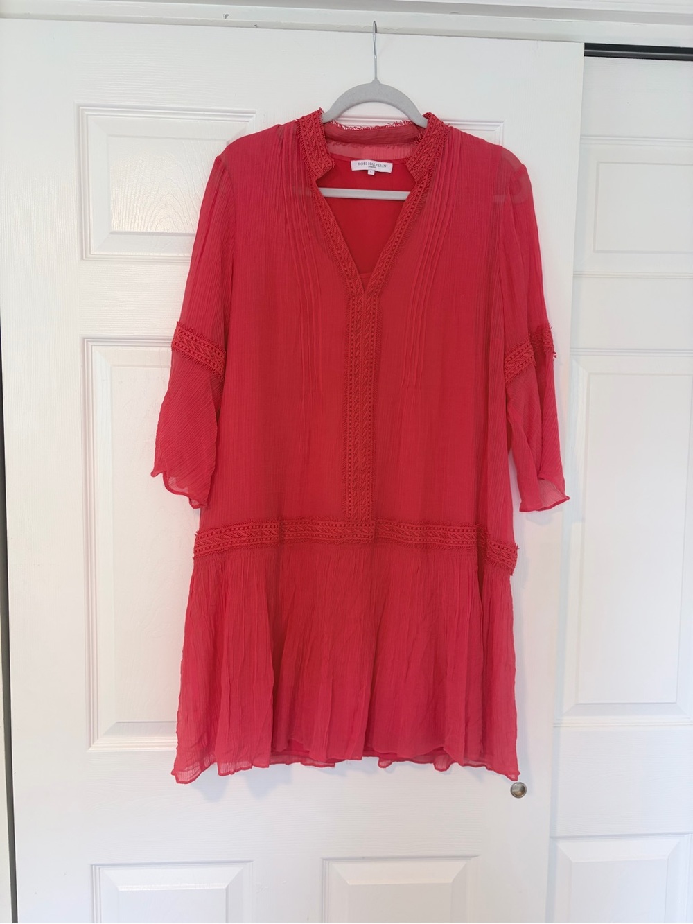 Kobi Halperin Red Gauzy Dropwaist Tunic Dress
